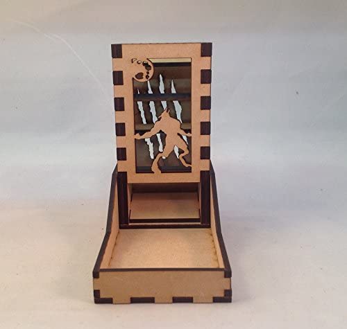 Werewolf Mini Dice Tower v1 Glass Green Acrylic Window Laser Cut MDF Unique Gift