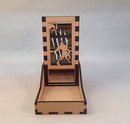 Werewolf Mini Dice Tower v1 Glass Green Acrylic Window Laser Cut MDF Unique Gift