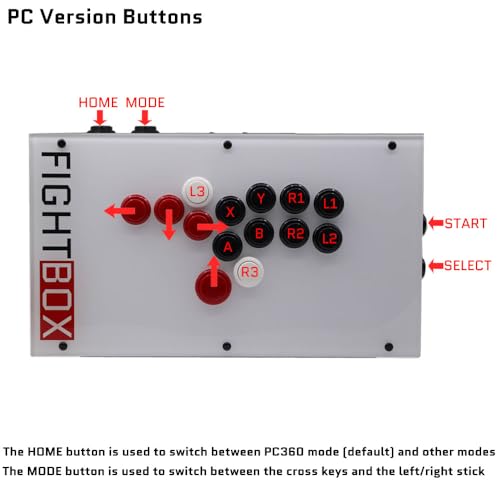 FightBox F8-PC All Button Leverless Arcade Fight Stick Game Controller Compatible With PC/PS3/Switch