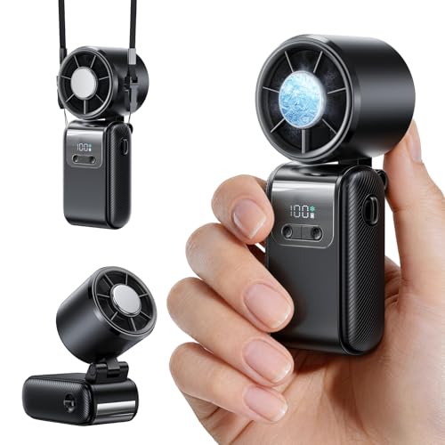 Portable Mini Handheld Fan, Small Hand Fan with Ice Cooler, 100 Speeds, 11Hrs Cooling Time, 20000 RPM Turbo Hand Held Fan for Travel, Outdoor, Beach & Makeup Black - color: Black
