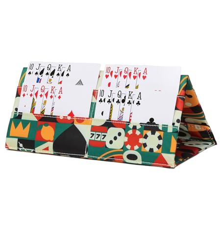 Playing Card Holders for Adults Bingo Pull Tabs Abstract Pattern | Gambling Tickets Card Game Holders for Canasta Poker Bridge Cards Casino - color: Yellow/Green