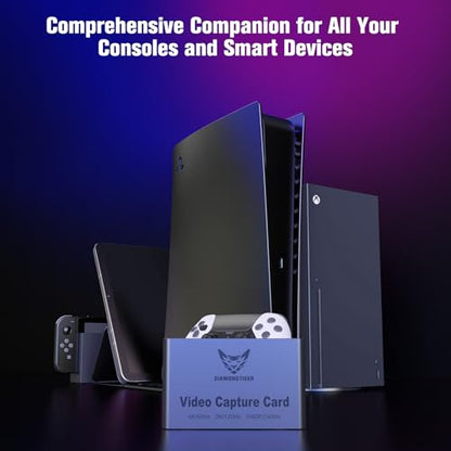 4K60Hz 1080P240Hz Video Capture Card VRR Passthrough PS5 PC | Lag-free HDR audio video recorder device with USB 3.2 fast charging and 3.5mm ports for Xbox - size: 4K 60Hz Silver