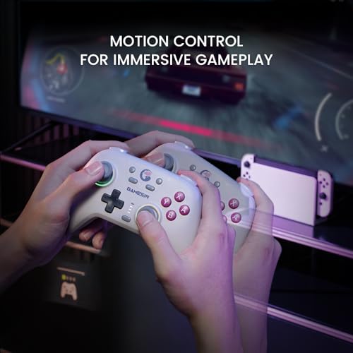GameSir Nova Wireless Switch Pro Controller - Switch/Lite/OLED, Hall Effect Joysticks, RGB LED, Turbo, Programmable, Motion Control, Wake Up Function (White)