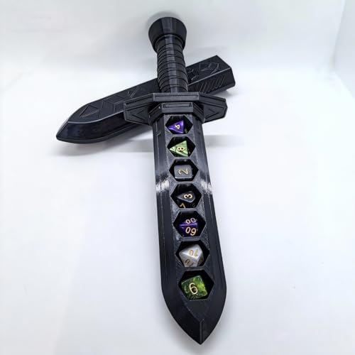 Dagger Dice Holder Box Dice Tower Dungeons and Dragons RPG Tabletop Roleplaying Game Jail D&D (Random 7PCS D20 Dice Set Included) Dark Blcak - color: Dark Blcak