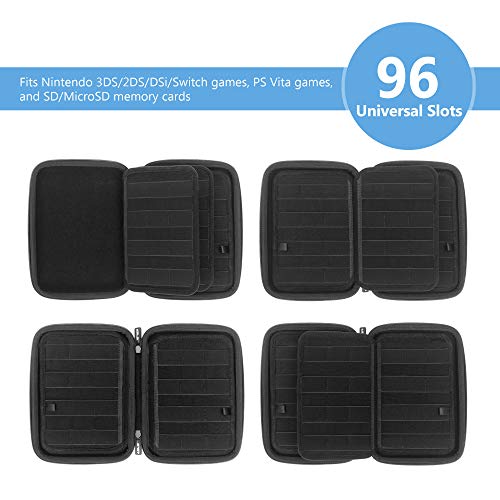 JSVER 96 Slots Game Card Case For New Nintendo Switch 3ds Hard Carrying Case for Nintendo 3DS, 3DS XL，New 2DS XL LL,2DS, DS, DSi, DSi XL LL,Nintendo Switch, Sony PS Vita Games, SD Memory Cards