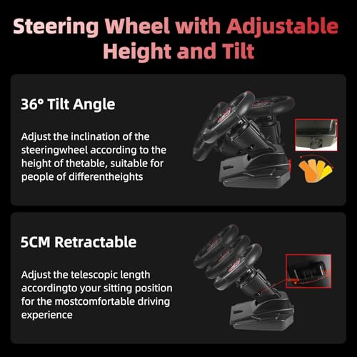 DOYO Gaming Steering Wheel with Pedal and Paddle shifters for PC | 180°Rotation, Sim Racing Wheel with Dual Vibration, Height & Tilt Adjustable, for PS4, PS3, Xbox Series X|S, Xbox One, Switch