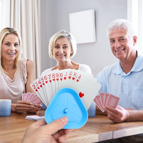 6 Pcs Playing Card Game Holders, 6 Colors Hands Free Triangle Shaped Poker Tray, Holds Up to 15 Poker Cards Hands for Kids, Adults,Parties,Classroom Activities Not Included Cards - color: 3