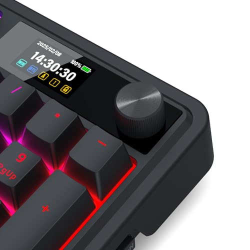 Redragon K719 Wireless Gasket Gaming Keyboard w/Hype Screen & Knob, 95 Keys Mechanical Keyboard, Easy-Control 1.14’’ TFT Info Display, 5-Layer Noise Dampening, Custom Linear Switch, Essential Black - color: Essential Black