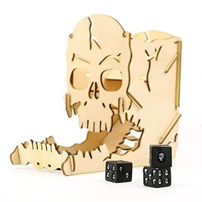 Unique Skeleton Style RPG Dice Tray Modular Dice Tumbler Box for Board Games & D&D, Wooden Carving Roll Holder Castle Dragon Design Gaming Accessories