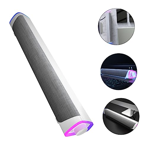 Angoily Computer Soundbar Gaming Soundbar for Monitor Dual Speaker Sound Box Stereo Speaker Music Player for White - color: White