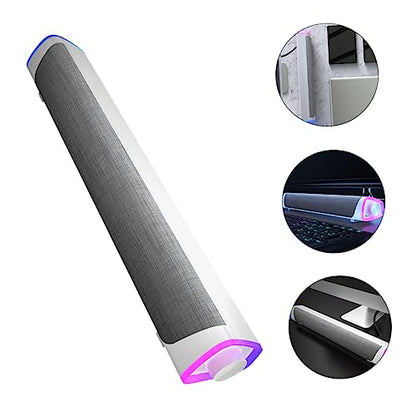 Angoily Computer Soundbar Gaming Soundbar for Monitor Dual Speaker Sound Box Stereo Speaker Music Player for White - color: White