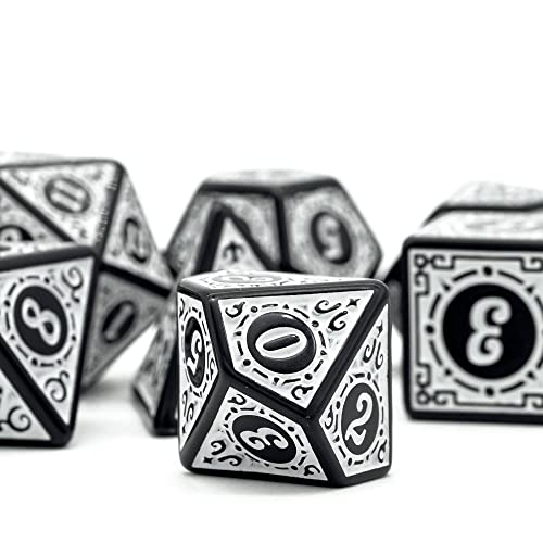 DND Dice Set -D&D Polyhedral Dice (7 Pcs) with Gift Leather Dice Bag for Dungeons and Dragons Role Playing Dice Games RPGs (Dice-White with Black Edge) - color: Dice-white With Black Edge
