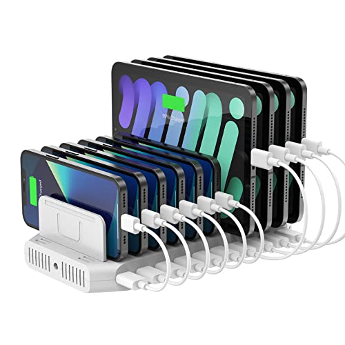 iPad Charging Station, Unitek 96W 10-Port USB Charging Dock Hub with Quick Charge 3.0, Charging Stand Compatible Multiple Device, Charging 8 iPads Simultaneously - [Upgraded Divider] - color: QC3.0*2,White, size: Pack of 1