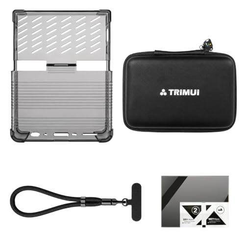 Accessory Kit Compatible with TRIMUI Brick Pro, Clear PC Protective Case, Hard EVA Carrying Case, Tempered Glass Screen Protector, Wrist Strap & Cleaning Cloth, Retro Handheld Game Console Accessories - color: Black