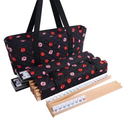 Linda Li New! - American Mahjong Set The Artisan Collection: Butterfly Series – in Black Poppy Soft Bag