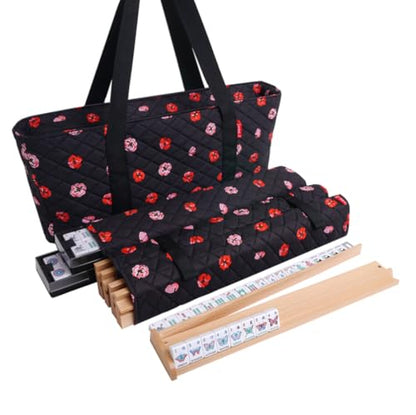 Linda Li New! - American Mahjong Set The Artisan Collection: Butterfly Series – in Black Poppy Soft Bag