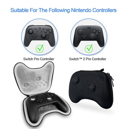 Tiswell Hard Travel Case for Nintendo Switch 2 Pro Controller, Switch 2/1 Pro Gaming Carrying Case, Wireless Switch Controller Hard Shell Home Travel Protective Cover Storage Carry Bag,Black