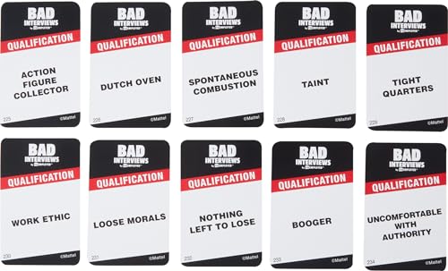 Mattel Games Bad Interviews by Funemployed Party Game, Game Night for 3 or More Players, Hilarious Quick-Thinking Interview Card Game