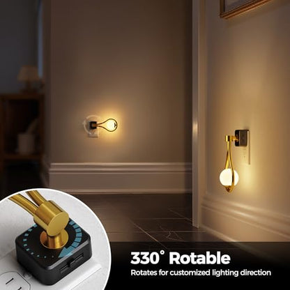 Briignite LED Night Light, Night Lights Plug into Wall, 0-100LM Dimmable | Nightlight, 330° Rotating with Dusk to Dawn Sensor, Adjustable Brightness for Kids, Bathroom, Bedroom, Hallway, Stairway - color: Cream