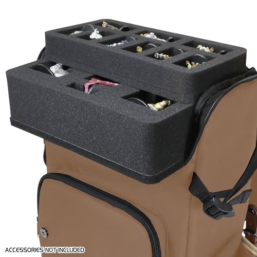 ENHANCE Designer Edition DnD Backpack - Stylish RPG Backpack for Dungeons and Dragons - Travel DnD Bag fits 4 Books and Binder with Miniature Storage, Map Holder, Comfortable Shoulder Straps (Tan) - color: Tan