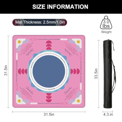 Large Pink Mahjong Mat for Table with Rules, 31.5" x 31.5" Noise Reduction Non Slip Waterproof Mah Jong Table Mat with Carrying Bag, Suitable for Mahjong, Poker, Board Games, Dominoes, and Card Games - color: Large Pink
