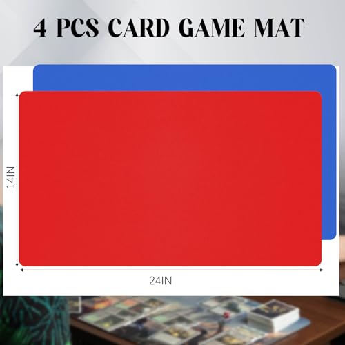 Ecally 4 Pcs Card Game Mats 24 x 14 Inch Playmat Table Smooth Playing Card Mat for TCG, Gameplay (Red,Blue) - color: Red, Blue