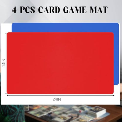 Ecally 4 Pcs Card Game Mats 24 x 14 Inch Playmat Table Smooth Playing Card Mat for TCG, Gameplay (Red,Blue) - color: Red, Blue