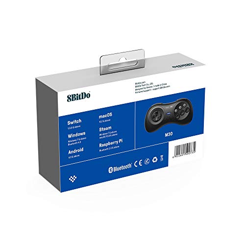 8Bitdo M30 Bluetooth Controller for Switch, Windows and Android, 6-Button Layout for SEGA’s Classic Games (Black) - color: Black