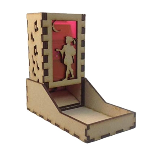 Bard Mini Dice Tower v1 Neon Pink Acrylic Window Laser Cut MDF Unique Gift