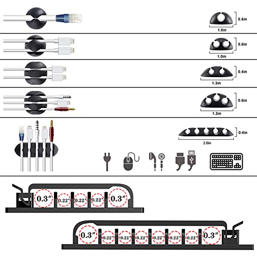 N NOROCME 192 PCS Cable Management Kit 4 Wire Organizer Sleeve | 11 Cable Holder,35Cord Clips 10+2 Roll Cable Organizer Straps,100 Fastening Cable Ties,for Computer TV Under Desk