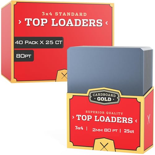 (40) Cardboard Gold - 80pt Top Loaders for Cards - Premium 3x4 Inch Trading Card Toploaders - Protect Your Sports Cards with These Crystal Clear Hard Plastic Sleeves Protectors - 25 Count Packs. - size: 1000 Count
