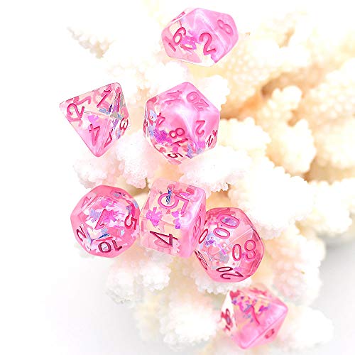 UDIXI Pink DND Dice Set, RPG D&D Polyhedral Dice Set for Role Playing Games | Velvet Storage Bag, DM Gift, for Dungeons and Dragons Tabletop Games Board Games - color: Dream Pink