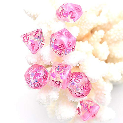 UDIXI Pink DND Dice Set, RPG D&D Polyhedral Dice Set for Role Playing Games | Velvet Storage Bag, DM Gift, for Dungeons and Dragons Tabletop Games Board Games - color: Dream Pink