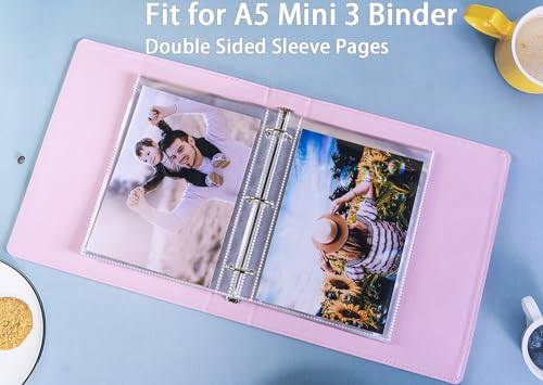 WITHYU 40 Pack 80 Pockets 5x7'' Photocard Sleeves A5 3 Mini Ring Binder Ultra-Clear Photo Sleeves Double-Sided 1 Pocket Photo Pages Top Loading Photo Sheet Protector for Photos Postcards Seed Packets - color: 5x7"