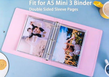 WITHYU 40 Pack 80 Pockets 5x7'' Photocard Sleeves A5 3 Mini Ring Binder Ultra-Clear Photo Sleeves Double-Sided 1 Pocket Photo Pages Top Loading Photo Sheet Protector for Photos Postcards Seed Packets - color: 5x7"