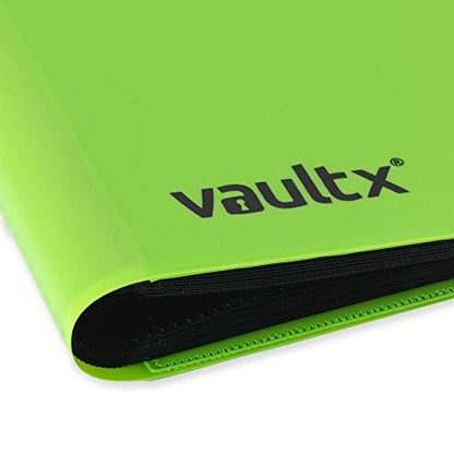 Vault X 4 Pocket Strap Trading Card Binder 160 Cards Side Loading (Green) | Holds 160 standard-size TCG cards in 20 side-loading 4-pocket pages. Padded, water-resistant cover. - color: Green