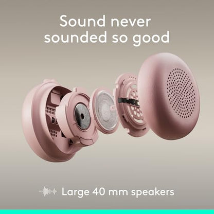 Logitech Zone Wired 2 Noise Canceling Headset with Adaptive Hybrid - Rose | Noise-canceling, USB-C connection, USB-A adapter included - color: Rose, style: Wired