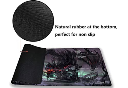 MTG Playmat, Game Play Mat for MTG TCG 24 x 14 inches Trading Card Inked Game Playmats with Storage Bag Smooth Rubber Surface Battle - color: Zombie Dragon With Zones3
