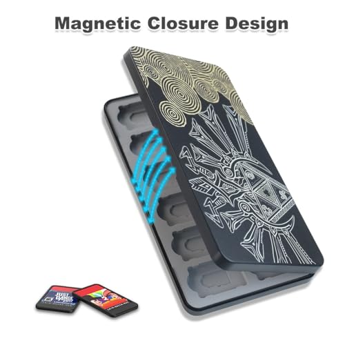 Game Card Case for Nintendo Switch/Switch 2/OLED/Lite, Portable Switch Game Case Magnetic Closure Switch Game Holder with 24 Slots for Games Cards & SD Cards Durable Cartridge Cases Hard Shell, Black - color: Black