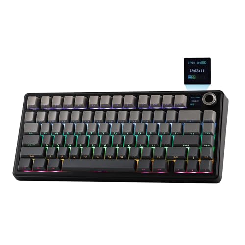 EPOMAKER X Aula F75 MAX Wireless Mechanical Keyboard with TFT Screen and Knob, Gasket Gaming Keyboard in 75% Layout, Hot Swappable, RGB Backlight, for PC/Mac/Linux (Black Gradient) - color: Black Gradient
