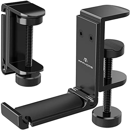 Foldable Headphone Stand Under Desk, Metal Headset Holder Hook for Desk with Cable Organizer, Space-Saving Desk Bag Hook & Backpack Hanger for Gaming Office, Universal Fit, Black - color: Premium Black-One Pack