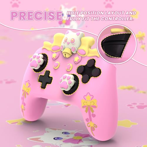 PlayVital Sweetheart Kitty Silicone Skin Compatible with Nintendo Switch Pro Controller Kawaii Anti-Slip Cover, Switch Pro Controller Joystick Grips & Protective Silicone Case - Pink - color: Pink