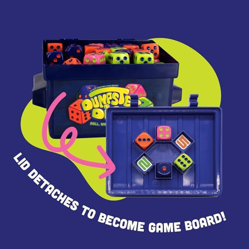 Big Discoveries Dumpster Dice Fast-Paced Family Dice Game | Fun 4-Player Board and Dice Game with Dumpster, 80 Piece Dice Set, and Graffiti Stickers | Perfect for Travel, Parties, and Game Night