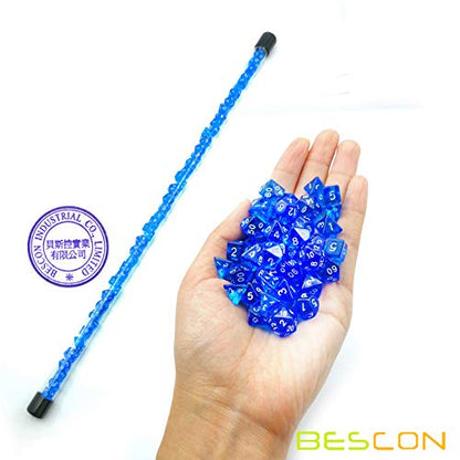 Bescon 49pcs Gem Blue Mini Polyhedral Dice Set in Long Tube, Sapphire Mini for Dungeons and Dragons RPG Dice 7X7pcs, Long Stick Set - color: 7x7 49pcs Gem Blue Tube