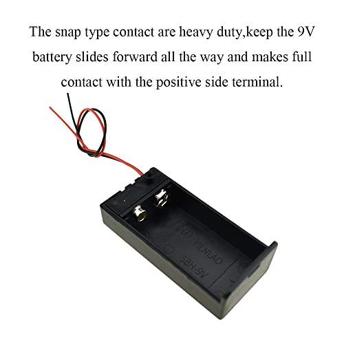 HAHIYO 9V Battery Holder Bundle with Wire Sturdy Cover Durable Snap Contact Build-in Switch Batteries Black Case Easy Install 4 Pieces for Wall Clocks Ham Radio Kids Toys - style: 9V-4P