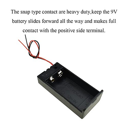 HAHIYO 9V Battery Holder Bundle with Wire Sturdy Cover Durable Snap Contact Build-in Switch Batteries Black Case Easy Install 4 Pieces for Wall Clocks Ham Radio Kids Toys - style: 9V-4P