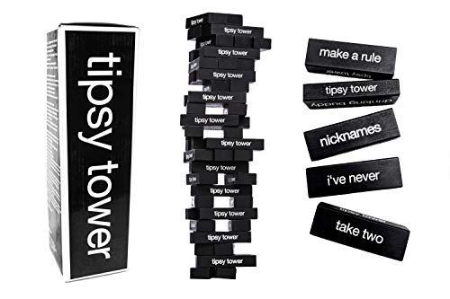 ShouldWeDrinkTonight Tipsy Tower Ultimate Drink Tower Stack Party Game – The Tipsy Tumbling Tower Ice Breaker Game - 54 Blocks with 35+ Drunk Rules and Games. Hilarious Combo of Classic and Modern!