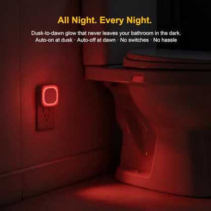 2 Pack Red Night Light Plug into Wall, Dim Glow for Sleep, Eye-Care | Dimmable Reflected Light, Dusk to Dawn Sensor, Plug-in LED Nightlight for Adults, Kids, Nursery, Bedroom, Bathroom, Toilet - color: Red
