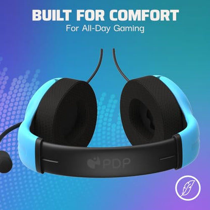 PDP AIRLITE Wired Stereo Gaming Headset, Officially Licensed by Sony PlayStation 5, PS5/PS4/PS3/PC, Lightweight Durable Headphones, 3.5mm Audio Jack, Noise-canceling Flip-to-Mute Mic, Neptune Blue - color: Blue, style: Wired