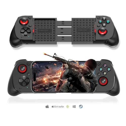 Koiiko Wireless Cloud Gaming Controller for iOS, Android, Windows PC, including iPhone15/14/13, Steam etc.. Hall trigger, Linear trigger and Analog trigger E-Sports Handle Gamepad, Bluetooth Black - color: black